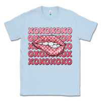 Dusty Blue xoxo checker lips Classic Tee - MaliasSmallBusiness