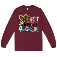 Burgundy my first day of 4th grade Long Sleeve Tee - NancyCooperArtShop