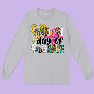 My First Day Of 4th Grade Long Sleeve Tee Designed By Nancycooperartshop