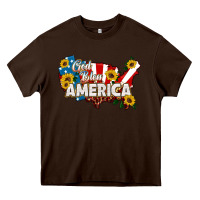 Chocolate Brown god bless america Heavy Core Tee - HRA Design Shop