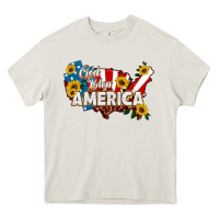 Cream god bless america Heavy Core Tee - HRA Design Shop