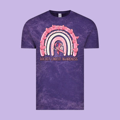 Breast Cancer  Awareness Rainbow Vintage Tee Designed By Maliassmallbusiness