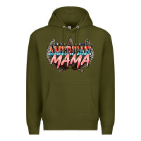 Army Green American mama Mother's Day Premium Hoodie - HowdyJamesFarm