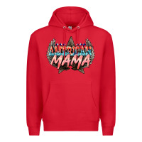 Red American mama Mother's Day Premium Hoodie - HowdyJamesFarm