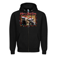Black Merry Christmas Cows Zipper Hoodie - Bettercallsaul