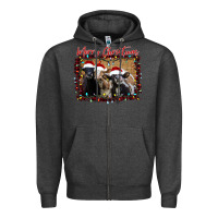 Charcoal Heather Merry Christmas Cows Zipper Hoodie - Bettercallsaul