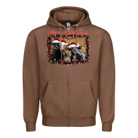 Chestnut Merry Christmas Cows Zipper Hoodie - Bettercallsaul
