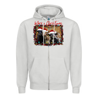 Dove Grey Merry Christmas Cows Zipper Hoodie - Bettercallsaul