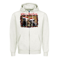 Oatmeal Heather Merry Christmas Cows Zipper Hoodie - Bettercallsaul