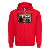 Red Merry Christmas Cows Zipper Hoodie - Bettercallsaul