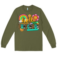 Army Green hello preschool Long Sleeve Tee - NancyCooperArtShop
