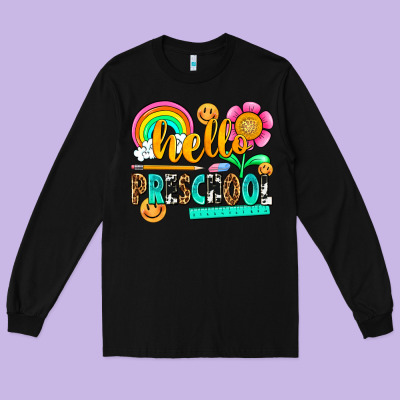 Hello Preschool Long Sleeve Tee Designed By Nancycooperartshop