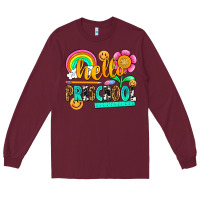 Burgundy hello preschool Long Sleeve Tee - NancyCooperArtShop