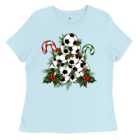Baby Blue Lightning Soccer Christmas Tree Ladies Tee - RanaPortraitStore
