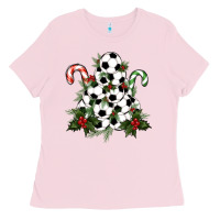Bubblegum Pink Lightning Soccer Christmas Tree Ladies Tee - RanaPortraitStore