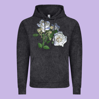 White Dawn Rose Vintage Hoodie Designed By Lillyallendesigns