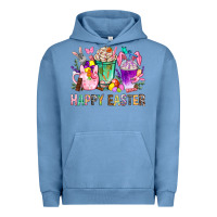 Pigment Pebble Blue Happy Easter Coffee Cups With Bunny Urban Hoodie - BundleAndBundleShop