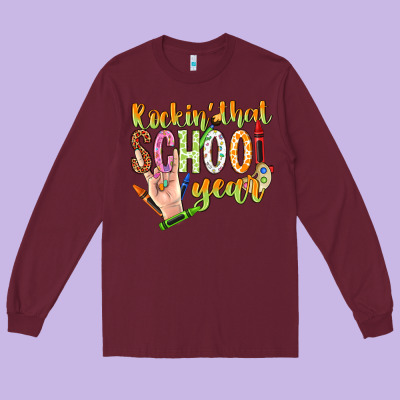 Rockin That School Year Long Sleeve Tee Designed By Nancycooperartshop