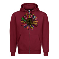 Burgundy Cheetah Christmas Sunflower Zipper Hoodie - Bettercallsaul