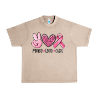 French Oak peace love cure breast cancer Urban Heavy Tee - MaliasSmallBusiness
