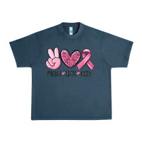 Midnight Navy peace love cure breast cancer Urban Heavy Tee - MaliasSmallBusiness