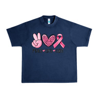 Navy peace love cure breast cancer Urban Heavy Tee - MaliasSmallBusiness