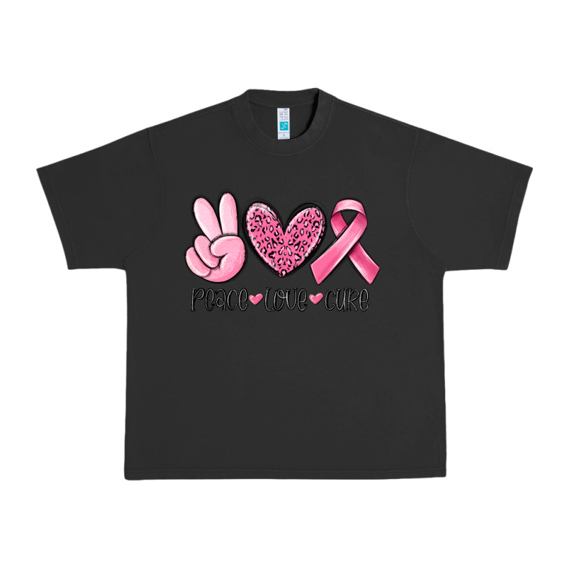 Peace Love Cure Breast Cancer Urban Heavy Tee by MaliasSmallBusiness | Teevron