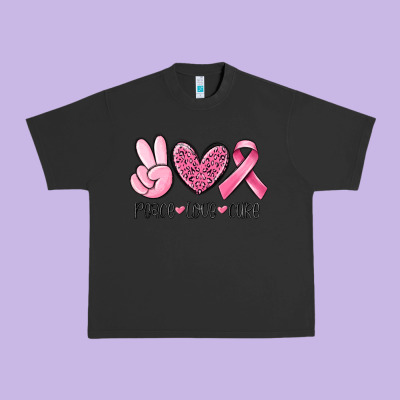 Peace Love Cure Breast Cancer Urban Heavy Tee Designed By Maliassmallbusiness