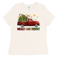 Bone Merry And Bright Christmas Trees Truck Ladies Tee - FaDigitalArtStudio