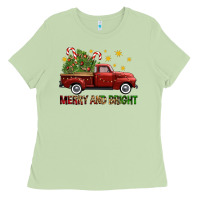 Matcha Merry And Bright Christmas Trees Truck Ladies Tee - FaDigitalArtStudio