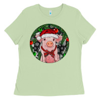 Matcha Sitting Pig Christmas Ladies Tee - RanaPortraitStore