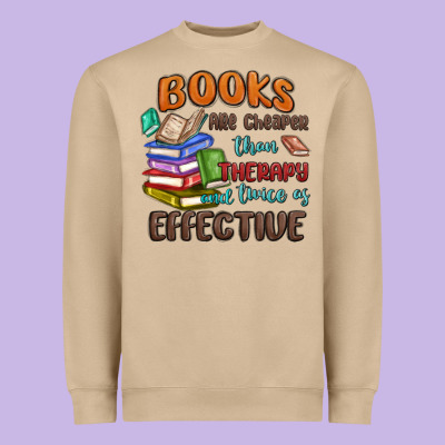 Books Are Cheaper Than Therapy Heavyweight Sweatshirt Designed By Maliassmallbusiness
