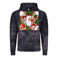 Cloud Black Christmas Santa Claus and gift box Vintage Hoodie - NancyCooperArtShop