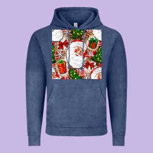 Christmas Santa Claus And Gift Box Vintage Hoodie Designed By Nancycooperartshop