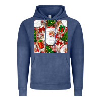 Vintage Denim Christmas Santa Claus and gift box Vintage Hoodie - NancyCooperArtShop