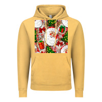 Vintage Mustard Christmas Santa Claus and gift box Vintage Hoodie - NancyCooperArtShop
