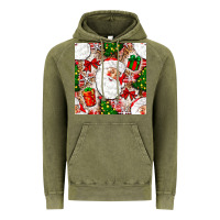 Vintage Olive Christmas Santa Claus and gift box Vintage Hoodie - NancyCooperArtShop