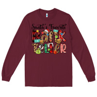 Burgundy santa s favorite bank teller Long Sleeve Tee - MaliasSmallBusiness