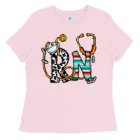 Bubblegum Pink rn nurse Ladies Tee - CowhideDigitalArt