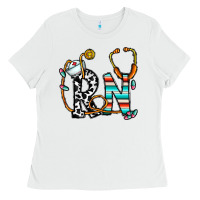 White rn nurse Ladies Tee - CowhideDigitalArt