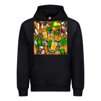 Black St. Patrick's Day Pig With Beer And Shamrock Urban Hoodie - FaDigitalArtStudio