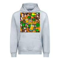 Heather Grey St. Patrick's Day Pig With Beer And Shamrock Urban Hoodie - FaDigitalArtStudio