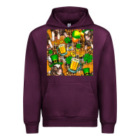 Mauve Wine St. Patrick's Day Pig With Beer And Shamrock Urban Hoodie - FaDigitalArtStudio