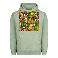 Pigment Oil Green St. Patrick's Day Pig With Beer And Shamrock Urban Hoodie - FaDigitalArtStudio