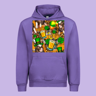 St. Patrick's Day Pig With Beer And Shamrock Urban Hoodie Designed By Fadigitalartstudio