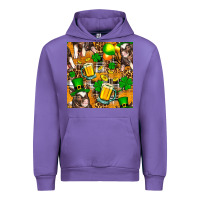 Tulip St. Patrick's Day Pig With Beer And Shamrock Urban Hoodie - FaDigitalArtStudio