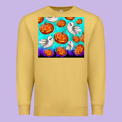 Halloween Pumpkins With Ghosts Premium Sweatshirt Designed By Tumblerdesignbyshophia