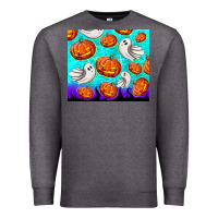 Charcoal Heather halloween pumpkins with ghosts Premium Sweatshirt - TumblerDesignByShophia