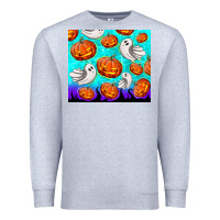 Heather Grey halloween pumpkins with ghosts Premium Sweatshirt - TumblerDesignByShophia