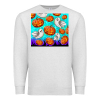 Oatmeal Heather halloween pumpkins with ghosts Premium Sweatshirt - TumblerDesignByShophia